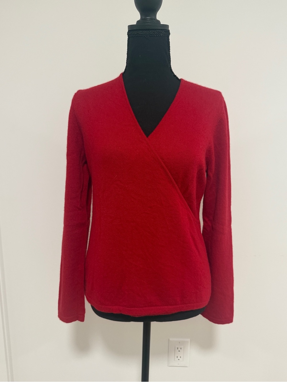 Charter Club 100% 2-Ply Cashmere Wrap Sweater Petite L Red S/M Holiday Festive